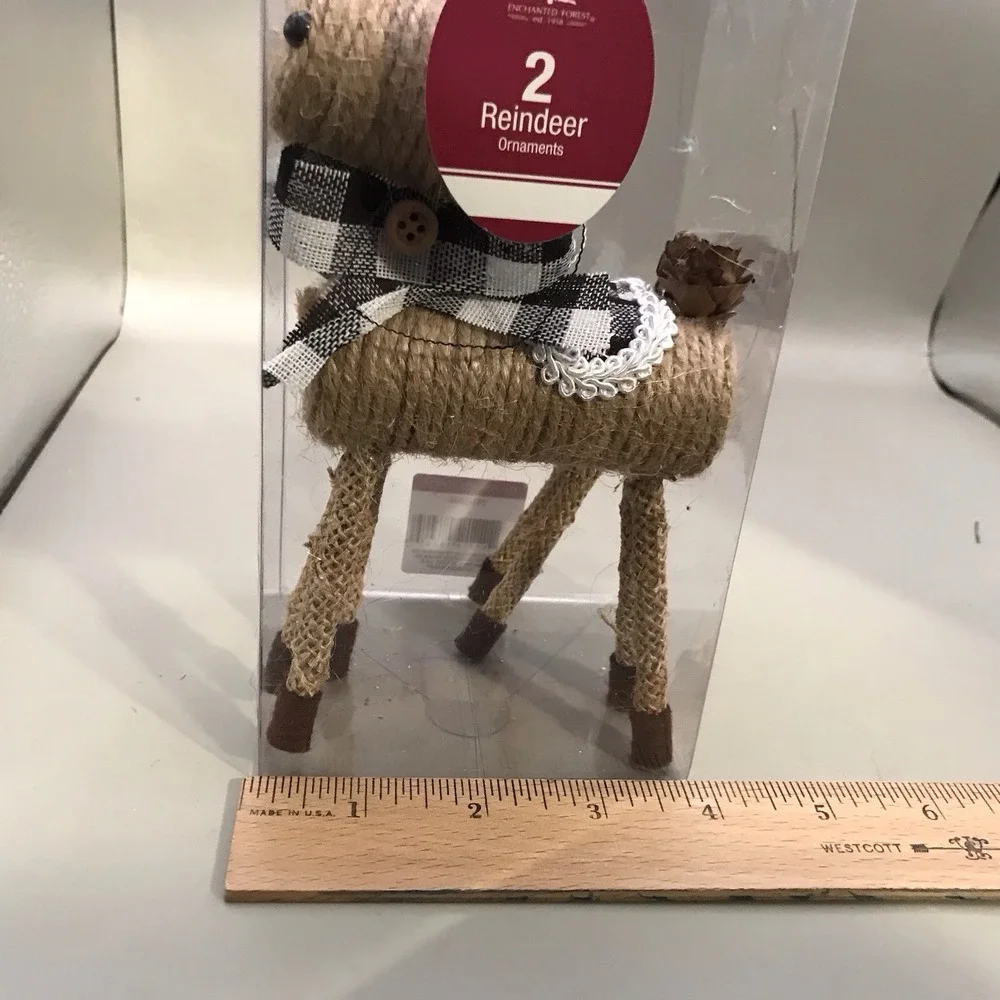 Christmas Reindeer Made Of Jute With Plaid Scarf Distributed By‎ Menards 7